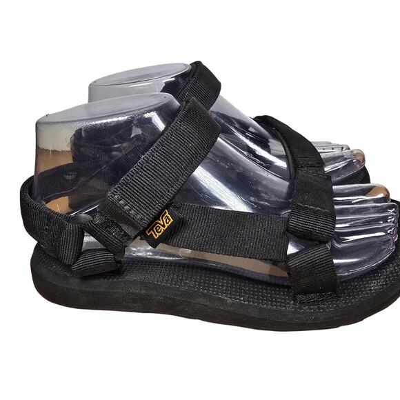 Teva Original Universal Womens Shoes Sandals Size 6 Solid Black Strappy - Picture 4 of 8